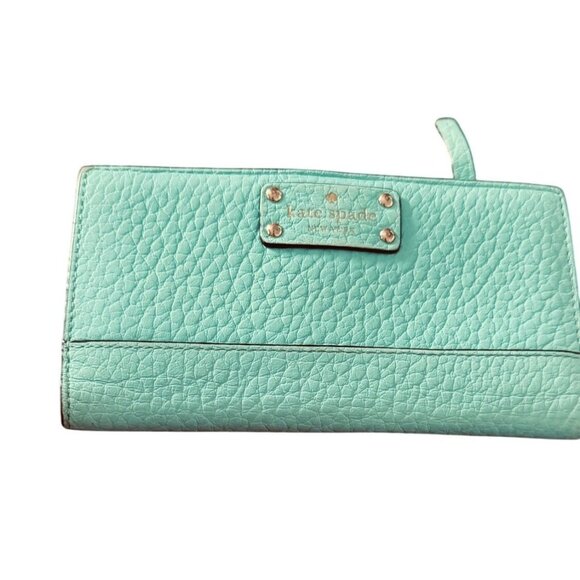 Kate Spade turquoise Large Slim Leather Wallet With Multiple Card Slots & ID Win - Picture 2 of 11